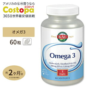 �I���K3 EPA 180mg DHA 120mg 60�� KAL (�J��) Omega 3 Fish 180 / 120, Softgel 1000mg 60ct