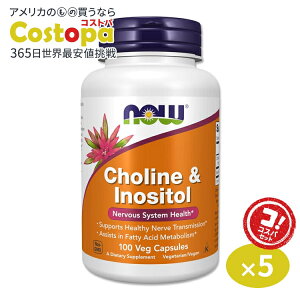 [5�Z�b�g]�i�E�t�[�Y �R����&�C�m�V�g�[�� 500mg 100�� �x�W�J�v�Z�� NOW Foods Choline & Inositol Veg Capsules �r�^�~��B�Q ���₩�Ȃ߂��� �T���T�� �H���� �Ⴆ������