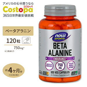 NOW Foods �x�[�^�A���j�� 750mg 120�� �x�W�J�v�Z�� �i�E�t�[�Y Beta-Alanine 750mg - 120Veg Capsules �i�E�X�|�[�c nowsports