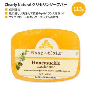 �N���C���[�i�`������ �G�b�Z���V�����Y �O���Z�����o�[�\�[�v �n�j�[�T�b�N�� 113g (4 oz) Essentials by Clearly Natural Glycerin Bar Soap, Honeysuckle �X�C�J�Y�� �Ō`�Ό� �΂���y�����񂹏��i�z�y����