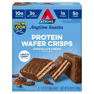 �A�g�L���X �v���e�C�� �N���X�v�E�G�n�[�X �`���R���[�g�N���[�� 5�� Atkins Snack, Protein Crisp Wafer, Chocolate Creme Wafers, 10g of Protein, 5 Count �y�����񂹏��i�z