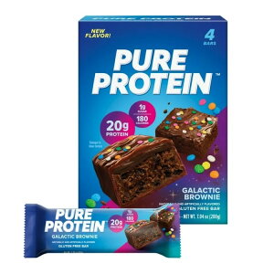 �s���A�v���e�C�� �M�����N�e�B�b�N�u���E�j�[ 50g 4�{�� Pure Protein Bars, Galactic Brownie, 20g Protein, Gluten Free, 1.76 oz, 4 Count �y�����񂹏��i�z