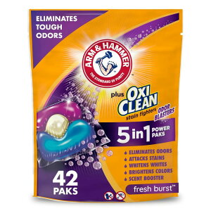 yAJEH}[gizA[n}[ Plus ILVN[ L 5-in-1  p[pbN tbVo[Xg 42 Arm & Hammer Plus OxiClean Odor Blasters 5-in-1 Laundry Detergent Power Paks