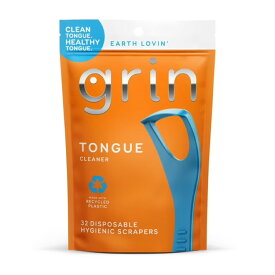 グリン タンクリーナー 32本 使い切り舌クリーナー 再生プラスチック使用 Grin Tongue Cleaner - 32 ct 【お取り寄せ商品】
