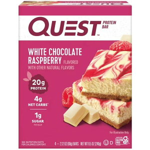 �N�G�X�g �v���e�C���o�[ �z���C�g�`���R���[�g���Y�x���[ 4�{�� Quest Protein Bar, White Chocolate Raspberry, 20g Protein, Gluten Free, 4 Ct �y�����񂹏��i�z