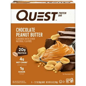 �N�G�X�g �v���e�C���o�[ �`���R���[�g�s�[�i�b�c�o�^�[ 60g 4�{�� Quest Protein Bar, Chocolate Peanut Butter Flavor, High Protein �y�����񂹏��i�z