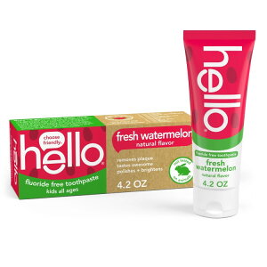 yAJEH}[gizn[ LbY݂ tbfsgp tbVXCJ 119g hello Fresh Watermelon Fluoride Free Kids Toothpaste, 4.2 Oz Tube y񂹏iz