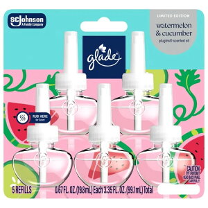 �O���[�h �v���O�C�� ����t���I�C�� �E�H�[�^�[������ �L���[�J���o�[ 100ml 5�� Glade PlugIns, Watermelon & Cucumber Scented Oil, 3.35 oz, 5 Count �y�����񂹏��i�z