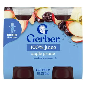 �K�[�o�[ �t���[�c�W���[�X �A�b�v���v���[�� 473ml 6�{���� Gerber Fruit Juice, Apple Prune, 4 fl oz Bottle (6 Pack) �y�����񂹏��i�z