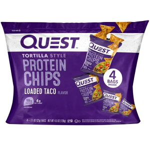 �N�G�X�g �g���e�B�[���X�^�C�� �v���e�C���`�b�v�X ���[�f�b�h�^�R���� 4�ܓ� Quest Tortilla Style Protein Chips, Loaded Taco Flavor, Baked, Low Carb, 4 Count �y�����񂹏��i�z