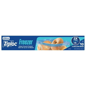 �W�b�v���b�N �t���[�U�[�ۑ��o�b�O ��3.8L 10�� Ziploc Brand Freezer Gallon Bags, Large Food Storage Bags, Zipper, 10 Count �y�����񂹏��i�z