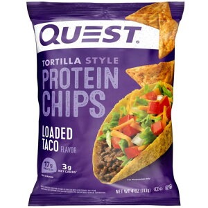 �N�G�X�g �g���e�B�[���X�^�C�� �v���e�C���`�b�v�X ���[�f�b�h�^�R���� 113g Quest Tortilla-Style Protein Chips, Low Carb, Baked, Loaded Taco, 4oz �y�����񂹏��i�z