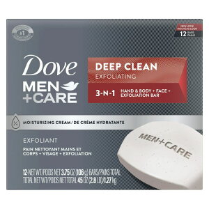 yAJEH}[giz_ +PA 3-in-1 fB[vN[ GNXtHG[eBOo[ 106g 12 Dove Men+Care 3-in-1 Deep Clean Exfoliating Bar Hand & Body + Face Wash 3.75 oz 12 Bars y񂹏