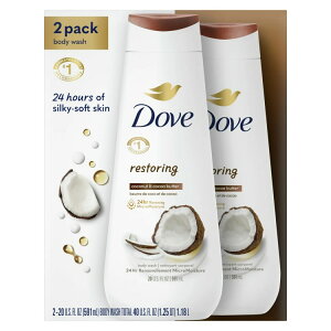 【アメリカウォルマート品】ダヴ ボディウォッシュ リストアリング ココナッツ&ココアバター 591ml 2個入り Dove Body Wash for Women Restoring Coconut & Cocoa Butter, 20 oz 2 Count 【お取り寄せ商品】【合わ