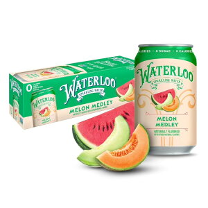 �E�H�[�^�[���[ �X�p�[�N�����O�E�H�[�^�[ ���������h���[ 355ml 12�{�p�b�N Waterloo Sparkling Water, Melon Medley, 12 fl oz, 12 Pack Cans �y�����񂹏��i�z