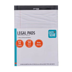 yAJEH}[gizyAhMA Chr[Kpbh 21.6cm × 27.9cm zCg 50 12Zbg Pen+Gear Wide Ruled Legal Pads, White, 50 Sheets, 12 Pack y񂹏iz