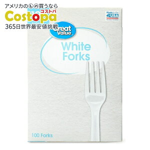 yő2000~OFFN[|zyAJEH}[gPBzO[go[ ĝăvX`bNzCgtH[N 100{ Great Value Disposable Plastic White Forks, 100 Count y񂹏izy