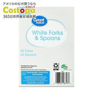 yAJEH}[gPBzO[go[ ĝăvX`bNzCgtH[NƃXv[ 120{i60F/60Sj Great Value Disposable Plastic White Forks and Spoons, 120 Count includes 60F/60S y