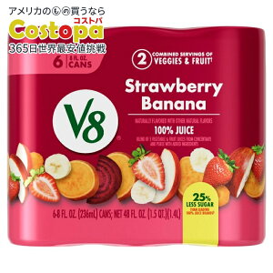 yő2000~OFFN[|zyAJEH}[gizV8 Xgx[oii 100% t[c؃W[X 236ml  6{ V8 Strawberry Banana 100% Fruit and Vegetable Juice, 8 fl oz Can, 6 Count y