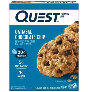 �N�G�X�g �v���e�C���o�[ �I�[�g�~�[���`���R�`�b�v 4�{�� Quest Protein Bar, Oatmeal Chocolate Chip, 20g Protein, Gluten Free, 4 Count �y�����񂹏��i�z