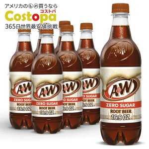 A&W �[���V���K�[ ���[�g�r�A�\�[�_�|�b�v 500ml 6�{�p�b�N A&W Zero Sugar Root Beer Soda Pop, 16.9 fl oz, 6 Pack Bottles �y�����񂹏��i�z