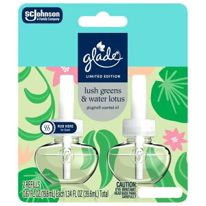 �O���[�h �v���O�C�� ����t���I�C�� ���b�V�� �O���[�� �E�H�[�^�[ ���[�^�X 40ml 2�� Glade PlugIns, Lush Greens & Water Lotus Scented Oil, 1.34 oz, 2 Count �y�����񂹏��i�z