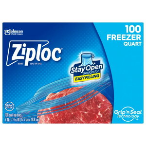 Ziploc Freezer Quart Bag Stay Open Design Grip 'n Seal Technology Reusable 100 Count Ziploc Freezer Quart Bag, Stay Open Design, Grip 'n Seal Technology, Reusable, 100 Count �y�����񂹏��i�z