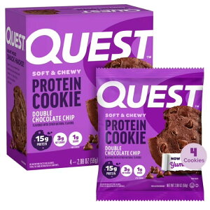 �N�G�X�g �\�t�g���`���[�C�[ �v���e�C���N�b�L�[ �_�u���`���R�`�b�v 4���� Quest Soft & Chewy Protein Cookie, High Protein, Double Chocolate Chip, 4 Count �y�����񂹏��i�z