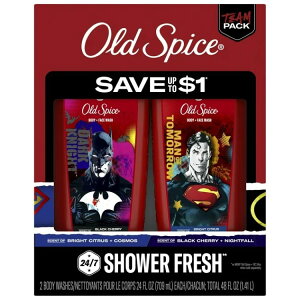 yAJEH}[gizI[hXpCX {fBEHbV tH[ 2 in 1 cCpbN X[p[}obg} 709ml x 2 Old Spice Body Wash for Men 2 in 1 Twin Pack, Superman and Batman, 2 x 24oz