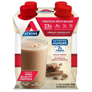 �A�g�L���X �v���e�C�� �V�F�C�N �N���[�~�[�`���R���[�g 325ml 4�{ Atkins Protein Shake, Creamy Chocolate, Keto Friendly, Gluten Free, 4 Ct �y�����񂹏��i�z