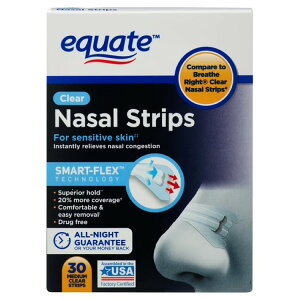 �G�N�G�[�g �q�����p �@�o�g���e�[�v �N���A�^�C�v 30�� Equate Sensitive Skin Clear Nasal Strips, 30 Count �y�����񂹏��i�z