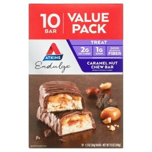 �A�g�L���X �C���f�����W �g���[�c �L���������i�b�c �`���[�o�[ 10�{ Atkins Endulge Treats, Caramel Nut Chew Bars 10 Count �y�����񂹏��i�z