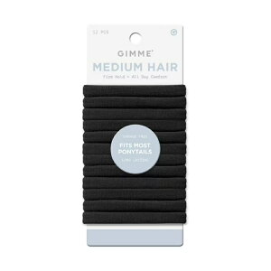 �M�~�[ �r���[�e�B�[ �V�[�����X�w�A�S�� �~�f�B�A���w�A�p �u���b�N 12�{ Gimme Beauty Seamless Hair Ties for Medium Hair, Ponytail Holder, Black, 12 Count �y�����񂹏��i�z