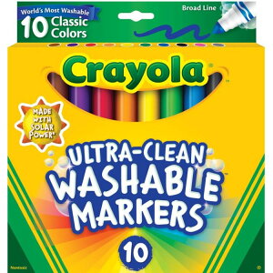 yAJEH}[gizN EgN[ EHbVu }[J[ 10FZbg wpi A[gp wZp[ Crayola Ultra-Clean Washable Broad Line Markers, Art Supplies, 10 Ct y