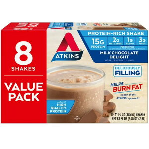 �A�g�L���X �v���e�C�� �V�F�C�N �~���N�`���R���[�g�f�B���C�g 325ml 8�{ Atkins Protein Shake, Milk Chocolate Delight, Keto Friendly, 8 Ct �y�����񂹏��i�z