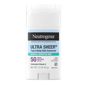 【アメリカウォルマート品】ニュートロジーナ ウルトラシアー 亜鉛ミネラル日焼け止めスティック SPF50 42g Neutrogena Ultra Sheer SPF 50 Zinc Mineral Sunscreen Stick, 1.5 oz 【お取り寄せ商品】【合わせて