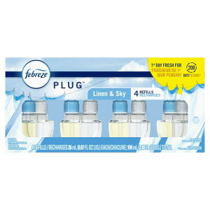 yAJEH}[gizt@u[Y vOF lߑւp lXJC̍ 4 Febreze Plug In Air Freshener, Odor-Fighting Scented Oil Refill, Linen & Sky, 4 Refills y񂹏izy