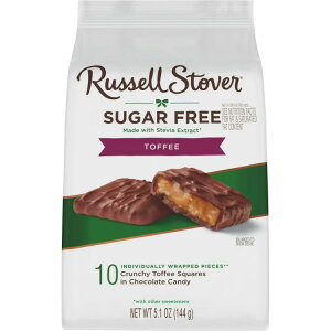 ���b�Z�� �X�g�[�o�[ �V���K�[�t���[ �g�t�B�[�X�N�G�A �`���R���[�g�L�����f�B 144g RUSSELL STOVER Sugar Free Toffee Squares in Chocolate Candy, 5.1 oz �y�����񂹏��i�z
