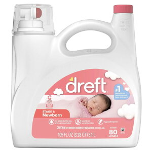 yAJEH}[gizhtg Vp t̐ qɂ₳h 3.1L 80 Dreft Newborn Baby Liquid Laundry Detergent, Sensitive Skin, 80 Loads, 105 fl oz y񂹏iz