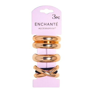 �A���V�����e �S�[���h�J�t �|�j�[�e�[���S�� 3�{ Enchante Accessories Gold Cuff Elastic Ponytail Holders 3-Count Set �y�����񂹏��i�z