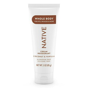 yAJEH}[gizlCeBu SgpfIhg CrWuN[ RRibcoj A~jEt[ 85g Native Whole Body Deodorant Invisible Cream, Coconut & Vanilla, Aluminum-Free, 3 o