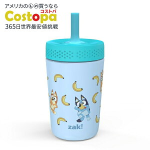 �U�b�N�f�U�C���Y �u���[�C�[ �L�b�Y �X�g���[�^���u���[ ��355mL �X�e�����X�X�`�[�� �^��f�M �L���P�C�h�^���u���[ �R��h�~�o���u�t���V���R���X�g���[ Zak Designs 12oz Bluey Kids Straw Tumbler, S