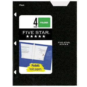 yAJEH}[gizt@CuX^[ y[p[tH_[ 4|Pbg ubN Five Star 4-Pocket Paper Folder, Black y񂹏iz