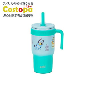 �U�b�N�f�U�C���Y �u���[�C�[ �L�b�Y �f�M�^���u���[ �X�g���[�t�� ��532mL �X�e�����X�X�`�[�� �R��h�~�J�b�v ������t�� Zak Designs Bluey Kids Tumbler with Straw, 18oz Stainless Steel Leak-Proof Cup with Handl