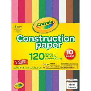 yAJEH}[gizN Fp 120 10F ctpwpi A[gNtgp Ki Crayola Construction Paper, 120 Pgs, School Supplies for Kindergarten, 10 Colors y񂹏i