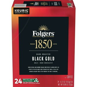 �t�H���W���[�Y 1850 �u���b�N�S�[���h �_�[�N���[�X�g �L���[���OK�J�b�v 24�� Folgers 1850 Black Gold, Dark Roast Coffee, Keurig K Cup Pods, 24 Count Box �y�����񂹏��i�z