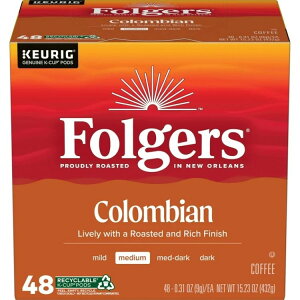 �t�H���W���[�Y �R�����r�A�� �~�f�B�A�����[�X�g �L���[���OK�J�b�v 48�� Folgers Colombian Coffee, Medium Roast, Keurig K Cup Pods, 48 count Box �y�����񂹏��i�z