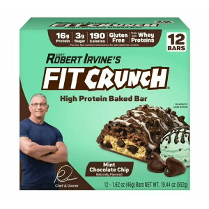 �t�B�b�g�N�����` �~���g�`���R�`�b�v �v���e�C���x�C�N�h�o�[ 12�{�� FITCRUNCH Mint Chocolate Chip, High Protein Baked Bar, 16g Protein, 12 Count �y�����񂹏��i�z