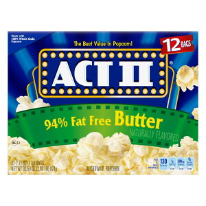 Act II 94%���b���t���[ �o�^�[ �d�q�����W�|�b�v�R�[�� 12���� Act II 94% Fat Free Butter Microwave Popcorn, 2.71 oz., 12-Count �y�����񂹏��i�z