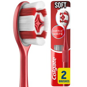 �y�|�C���gUP���z�R���Q�[�g �I�v�e�B�b�N�z���C�g �\�t�g���u���V ��l�p 2�{ Colgate Optic White Soft Toothbrush for Adults, 2 Pack �y�����񂹏��i�z